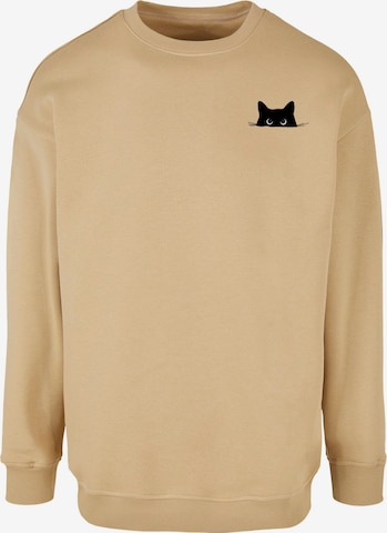 Merchcode Sweatshirt 'Halloween - Cat' in Beige: front
