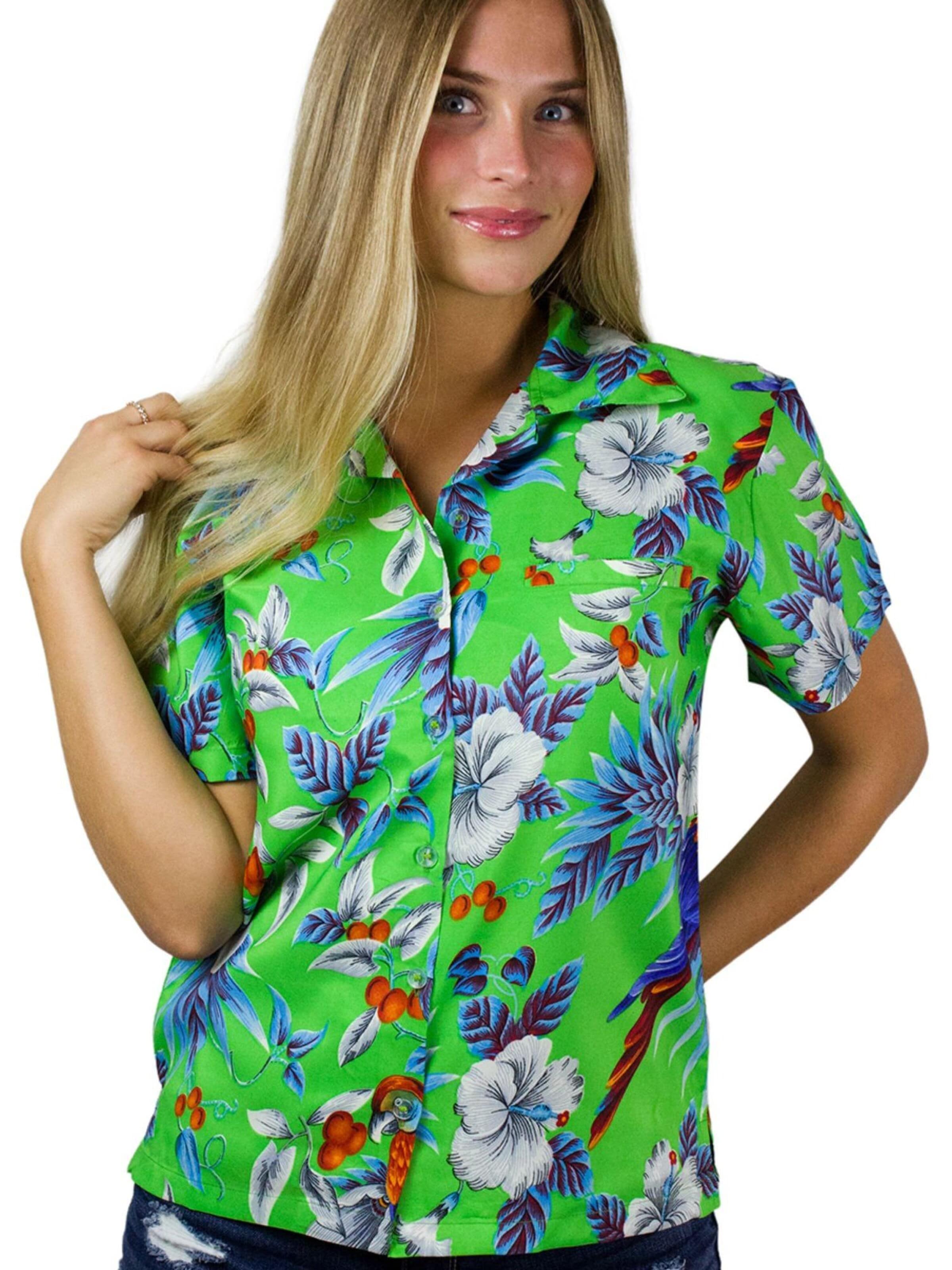King Kameha Blouse 'Cherryparrot' in Geel: voorkant