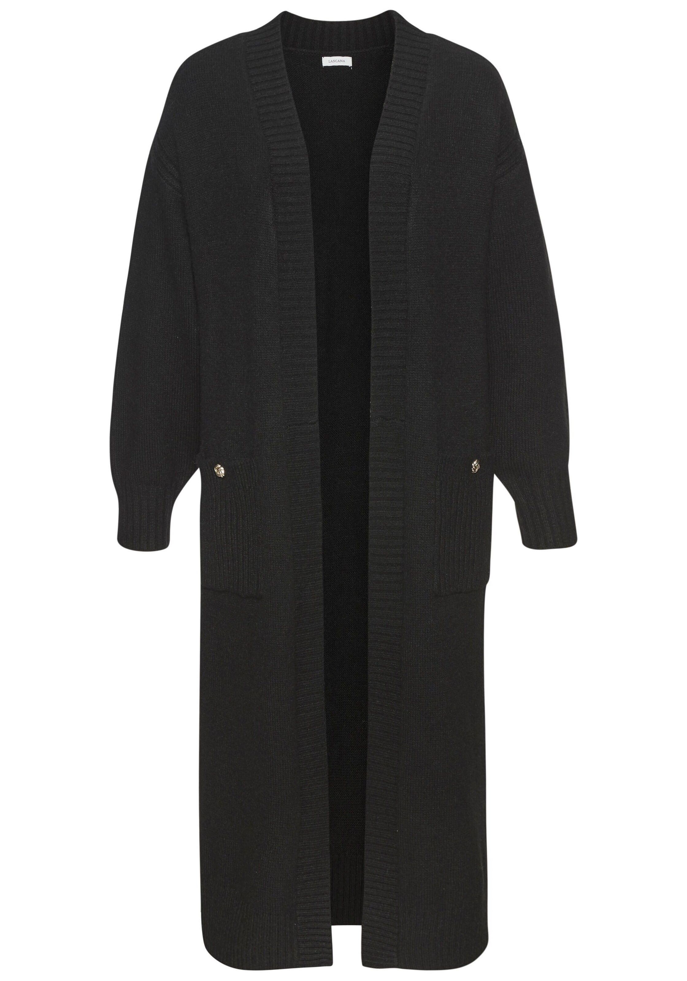 LASCANA Вязаная кофта в Черный: спереди