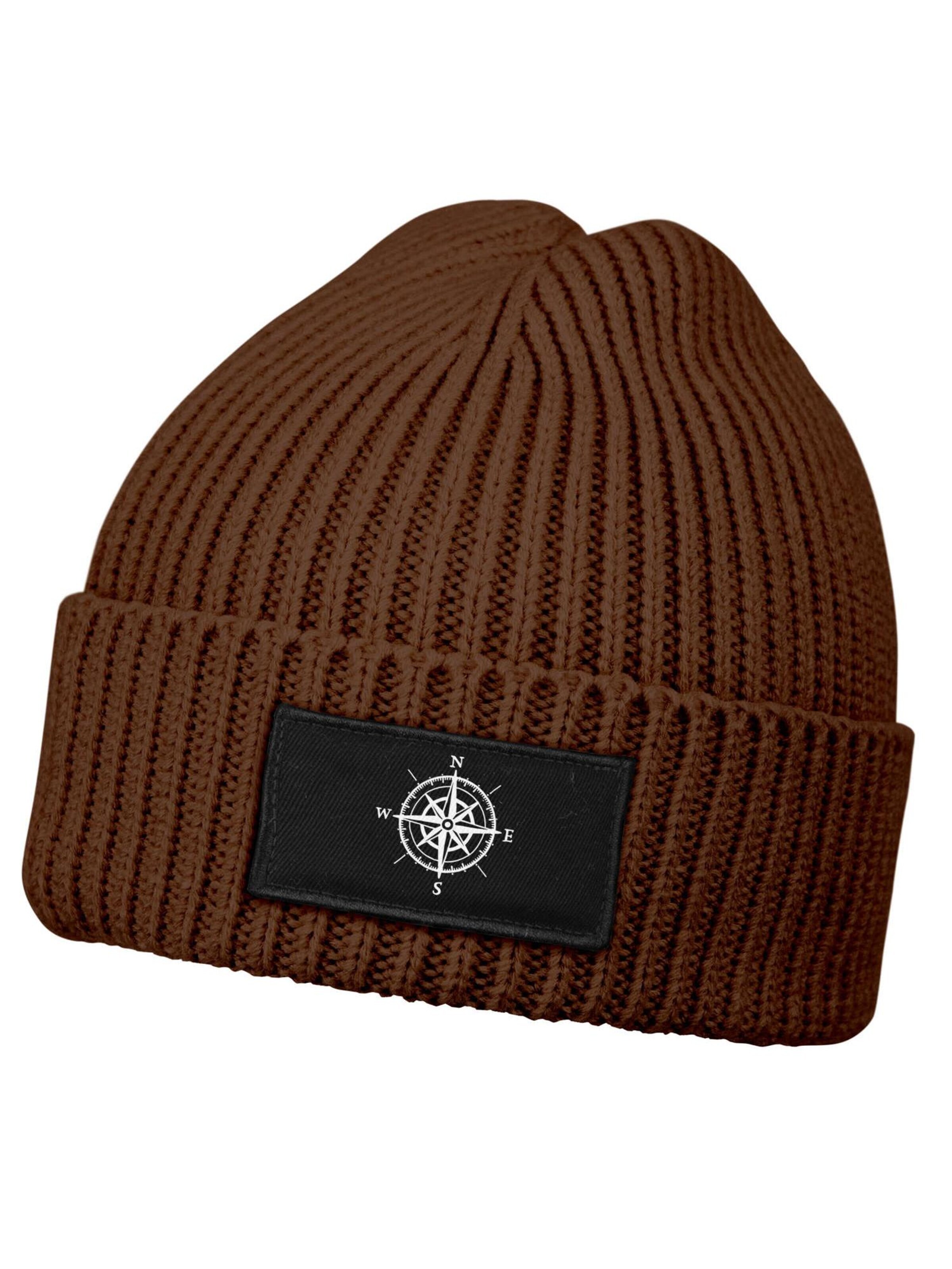 Neverless Beanie 'Kompass' in Brown