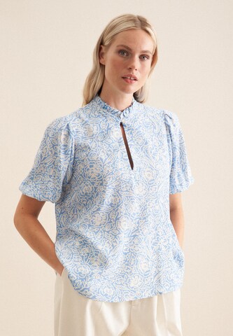 SEIDENSTICKER Blouse 'Schwarze Rose' in Blauw: voorkant
