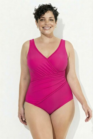Ulla Popken Bustier Badeanzug in Pink: Vorderseite