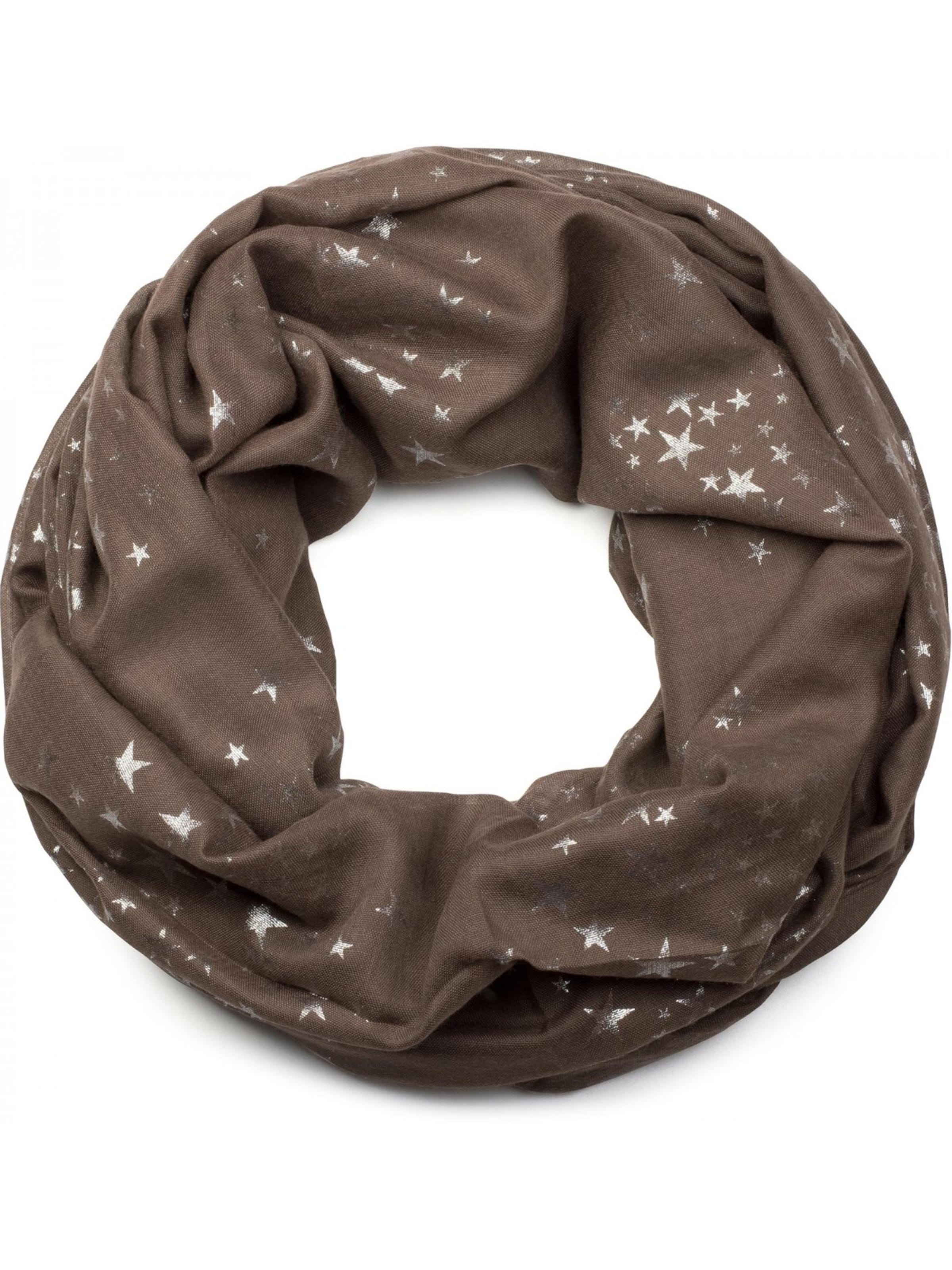 styleBREAKER Loop scarf 'Loop Schal mit Metallic Sterne Print' in Brown: front