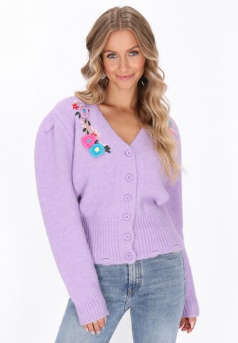 IZIA Gebreid vest 'Fashion Look' in Lila: voorkant