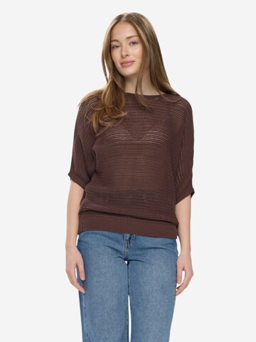 NÜMPH Strickpullover mit Halbarm 'NUERIKKA PULLOVER ' in Braun: Vorderseite
