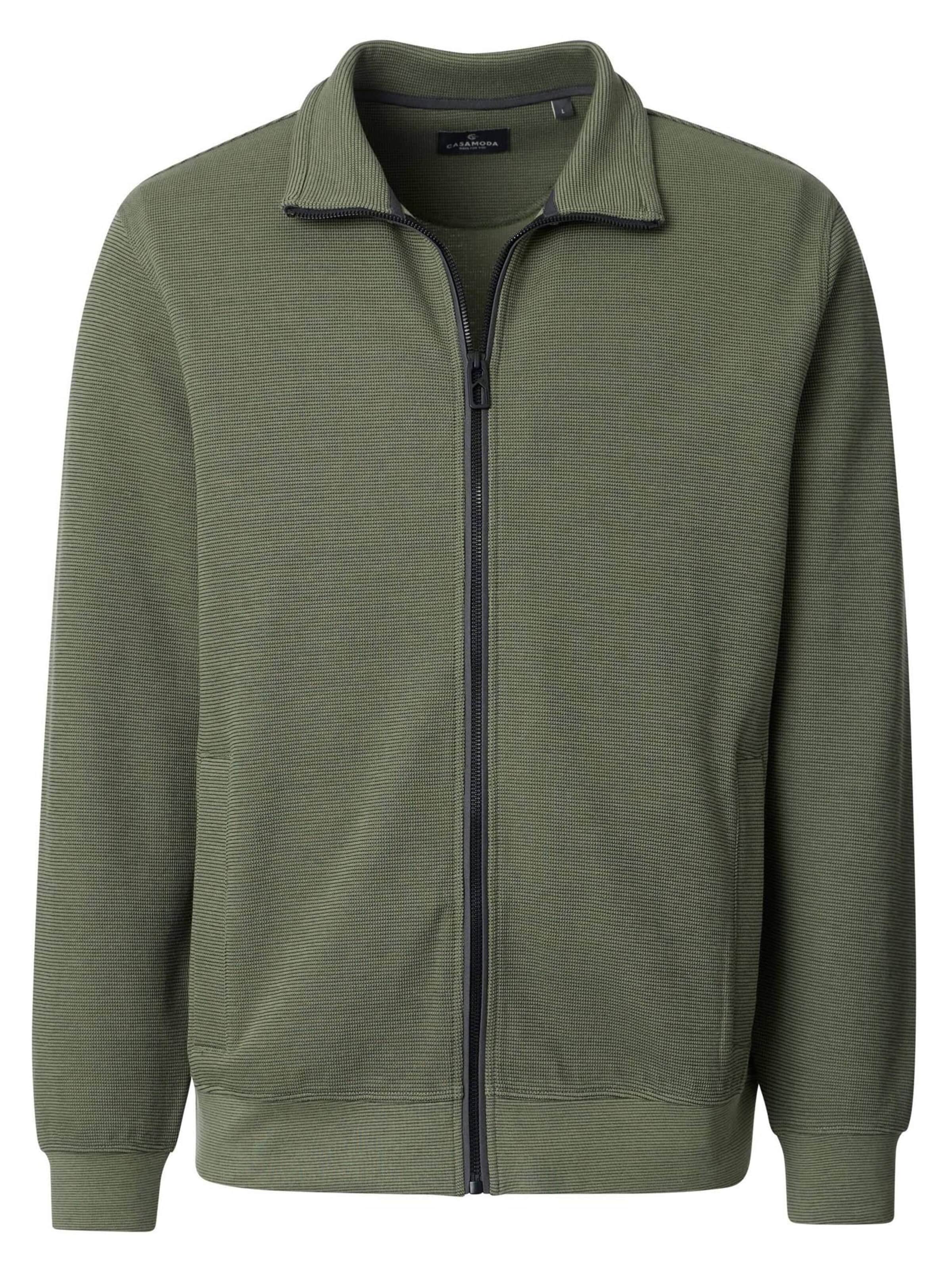 CASAMODA Sweatvest 'Basic' in Groen: voorkant