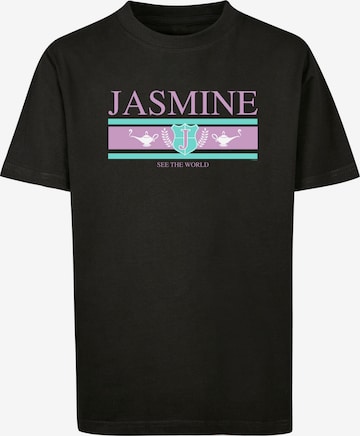 F4NT4STIC Shirt 'Disney Jasmine See The World' in Zwart: voorkant