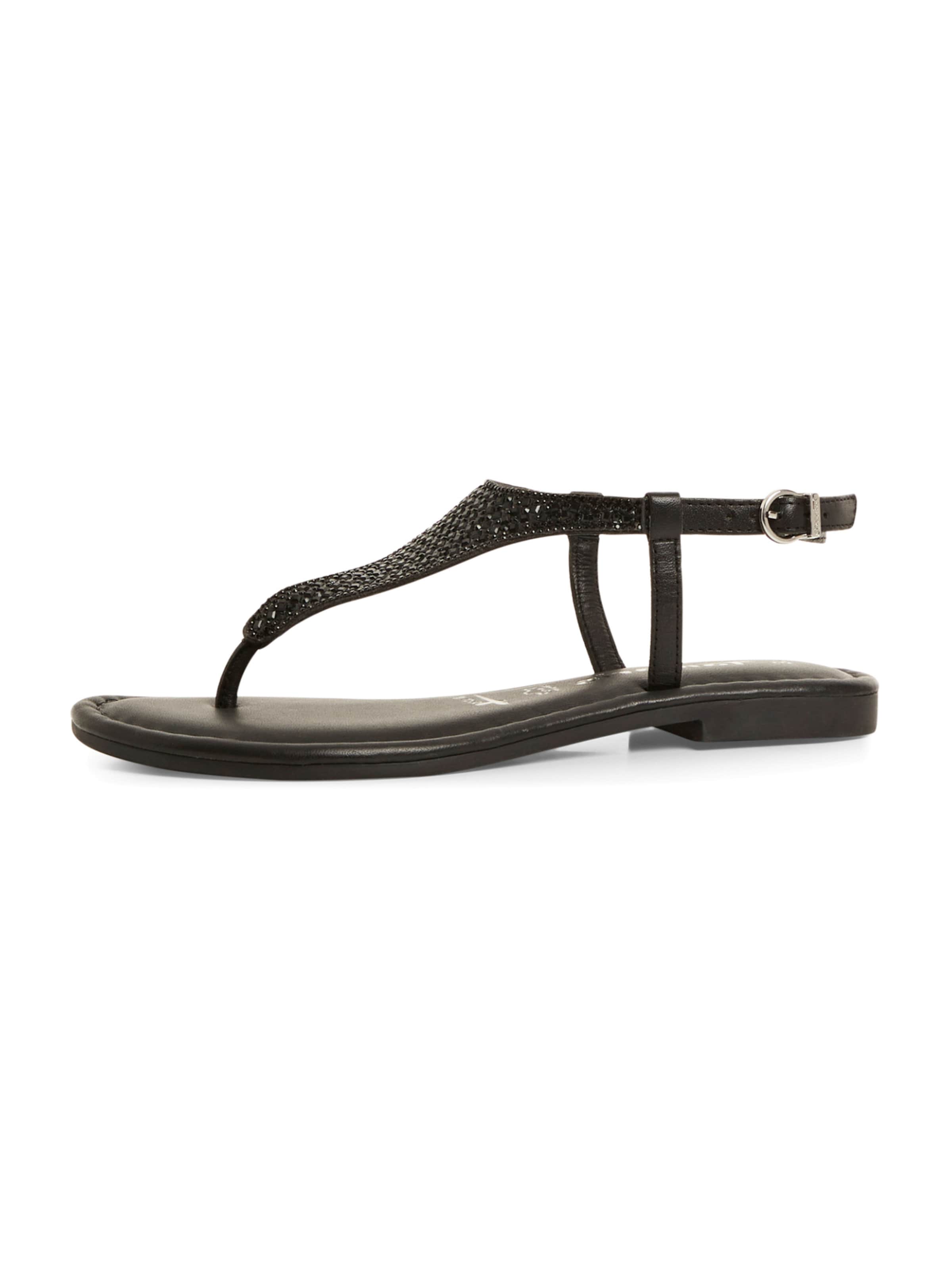 Tamaris T-Bar Sandals in Black: front