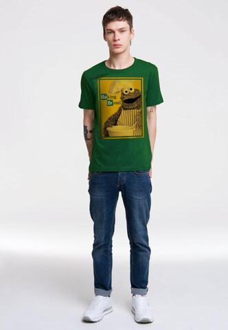 LOGOSHIRT Shirt 'Sesamstraße - Krümelmonster | Baking Bread' in Green