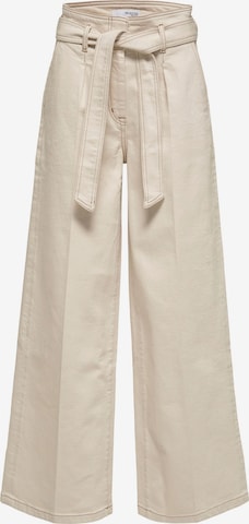 SELECTED FEMME Wide leg Pleated Jeans 'Rilay' in Beige: front