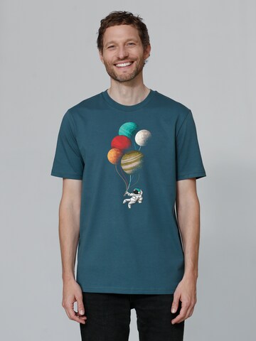 Watapparel Shirt 'Balloon Spaceman' in Blue: front