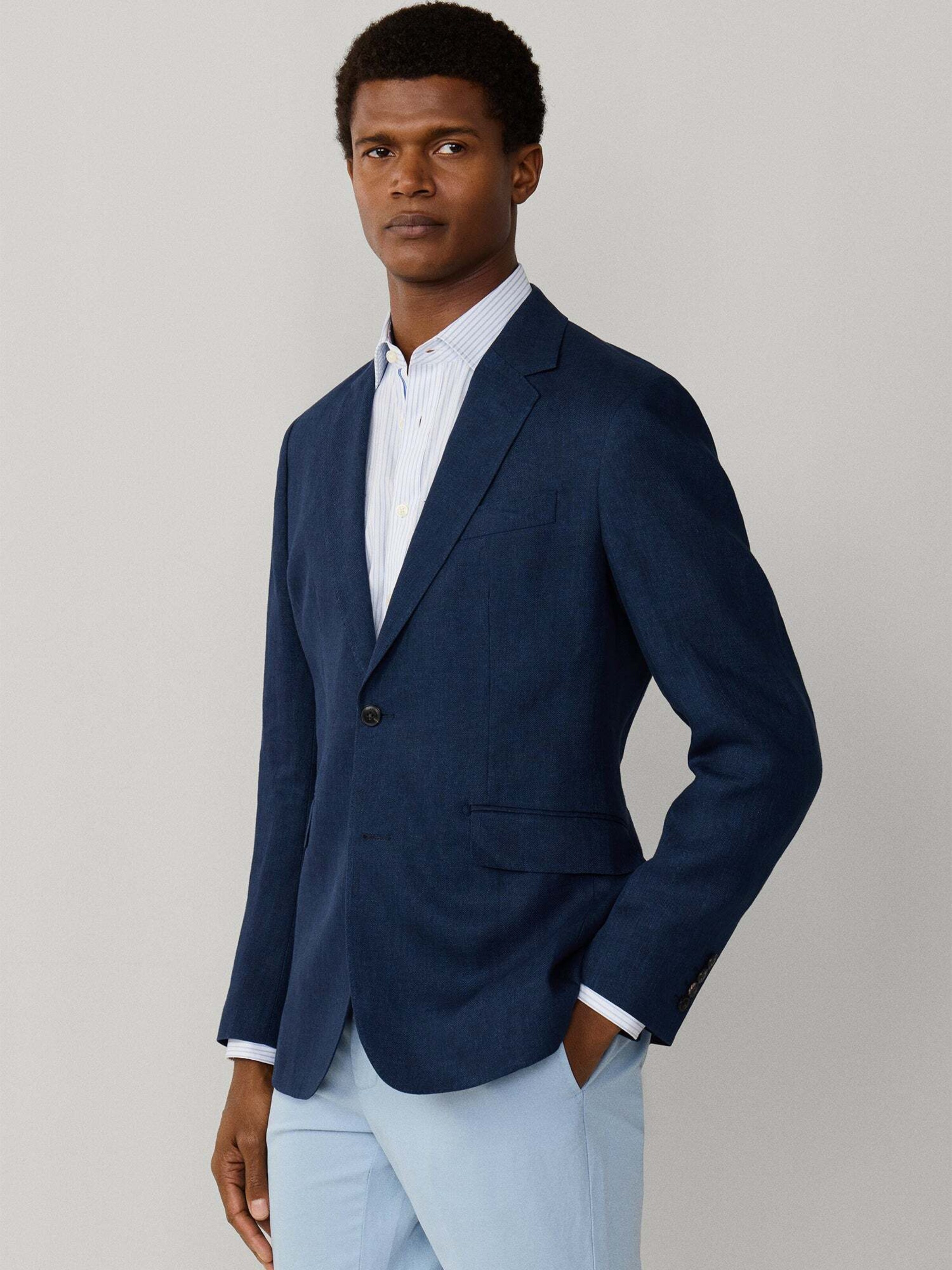 Hackett London Regular fit Suit Jacket 'DELAVE HOPSACK' in Navy