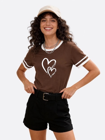 AOTTORI Shirt 'Herzliebe' in Brown