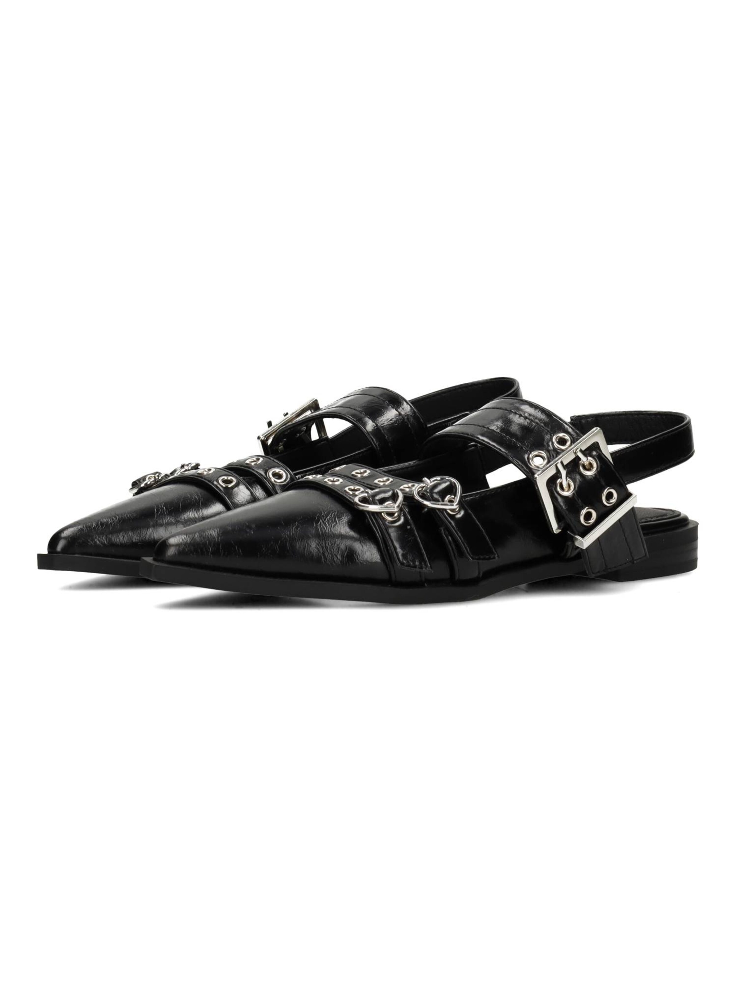 POSH by Poelman Ballet Flats with Strap 'Ava' in Black
