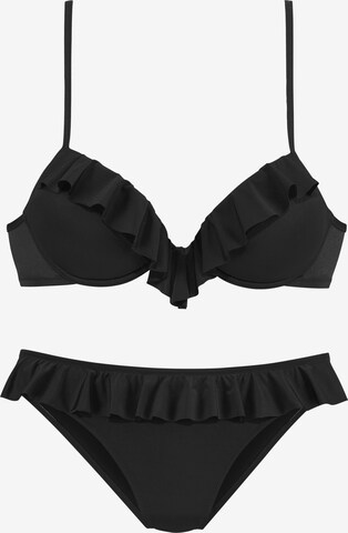 s.Oliver Push-up Bikini in Zwart: voorkant