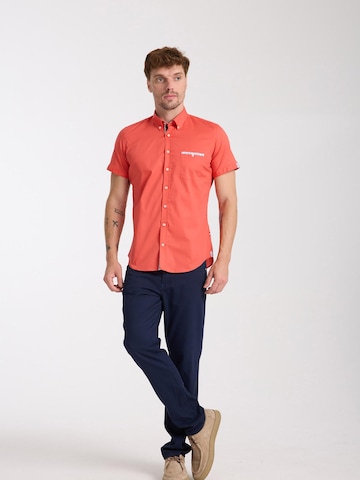 Slim fit Camicia business 'Iconic Poplin Stretch Man Shirt Short Sleeve Light Blue' di 7Camicie in arancione