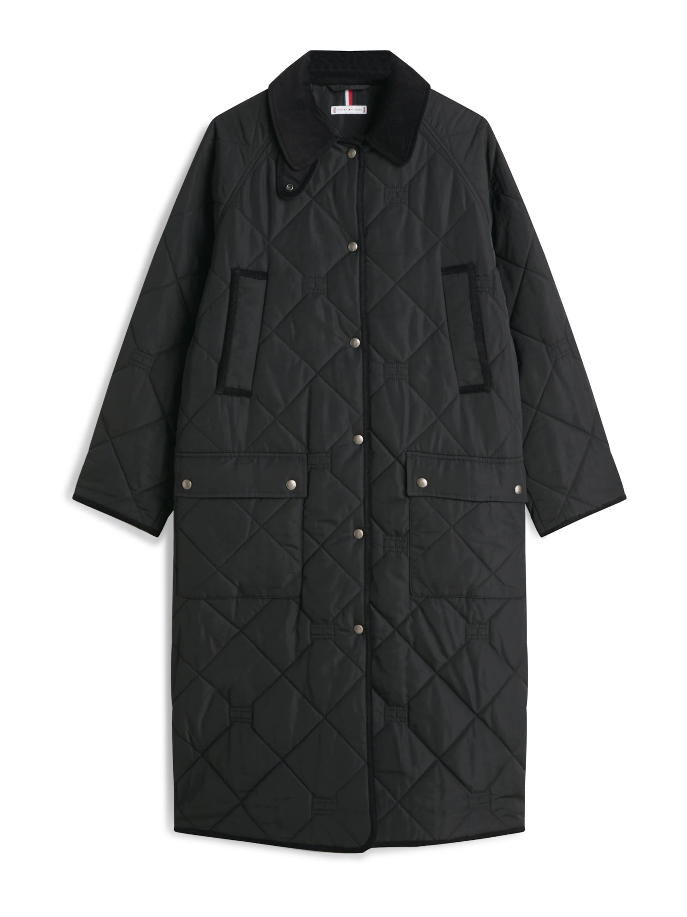 melns TOMMY HILFIGER Ziemas mētelis: no priekšpuses