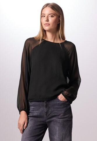 Street One Studio Chiffon-Bluse in Schwarz: Vorderseite