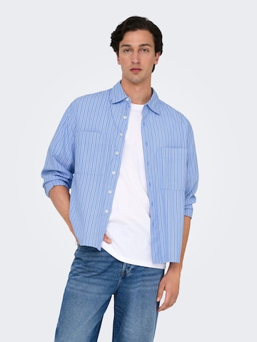 Only & Sons Regular fit Overhemd in Blauw: voorkant