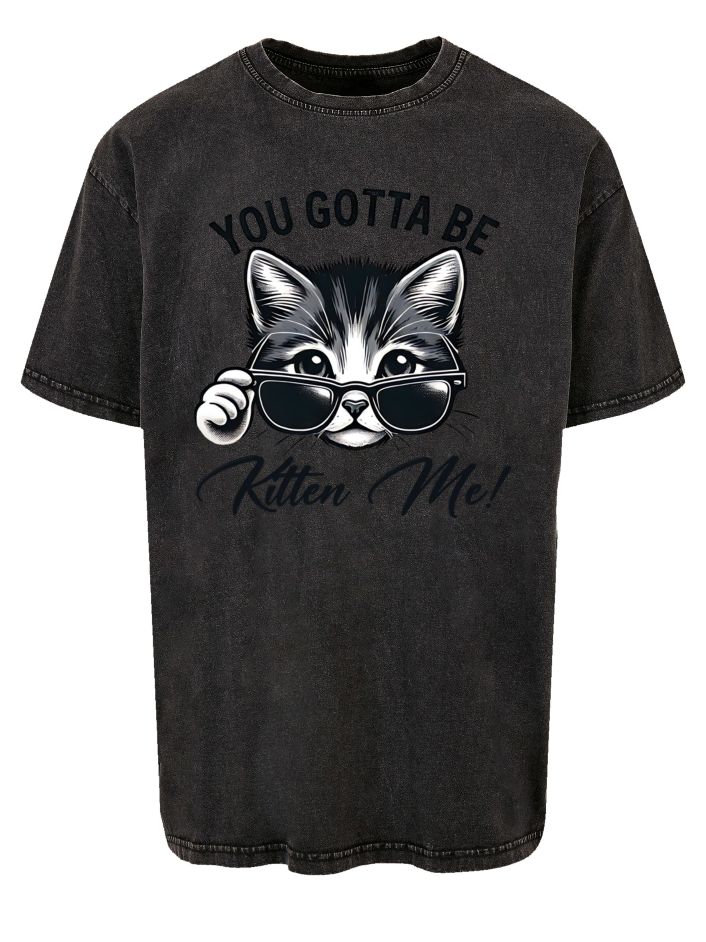 T-Shirt 'Kätzchen You Gotta Be Kitten Me!' F4NT4STIC en noir : devant