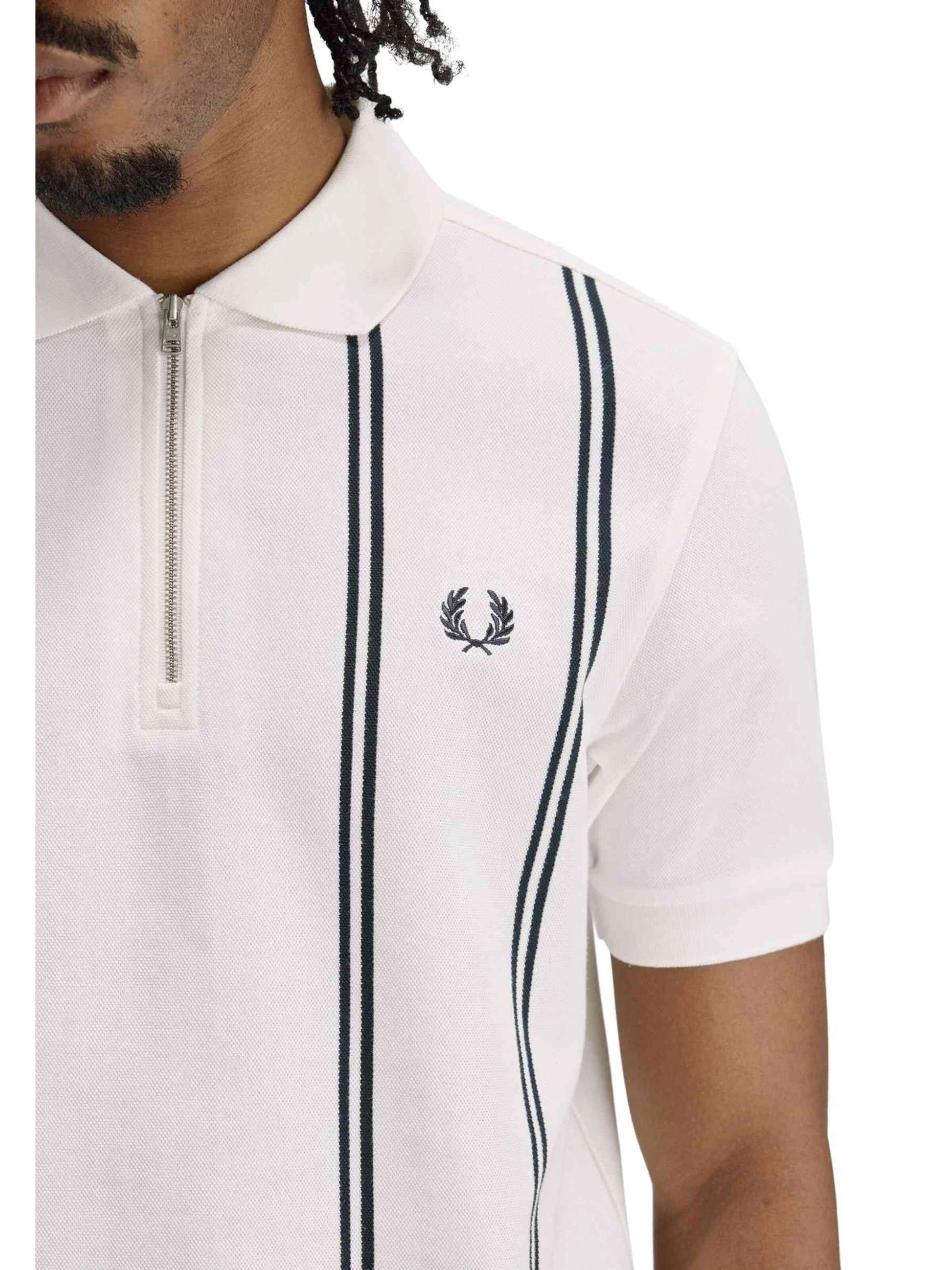 Fred Perry - Camiseta 'Polo fred perry blanco vertical stripe polo shirt' en blanco