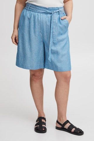 Fransa Loose fit Pants 'Fplin Sho 1' in Blue: front