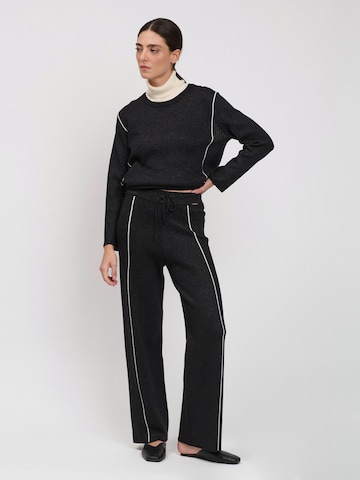 Influencer Wide Leg Hose in Schwarz