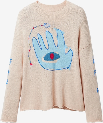 Pull-over Desigual en beige : devant