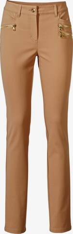 heine Slimfit Broek in Beige: voorkant