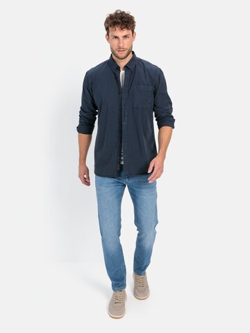 CAMEL ACTIVE Regular Fit Langarm Hemd aus reiner Baumwolle in Blau