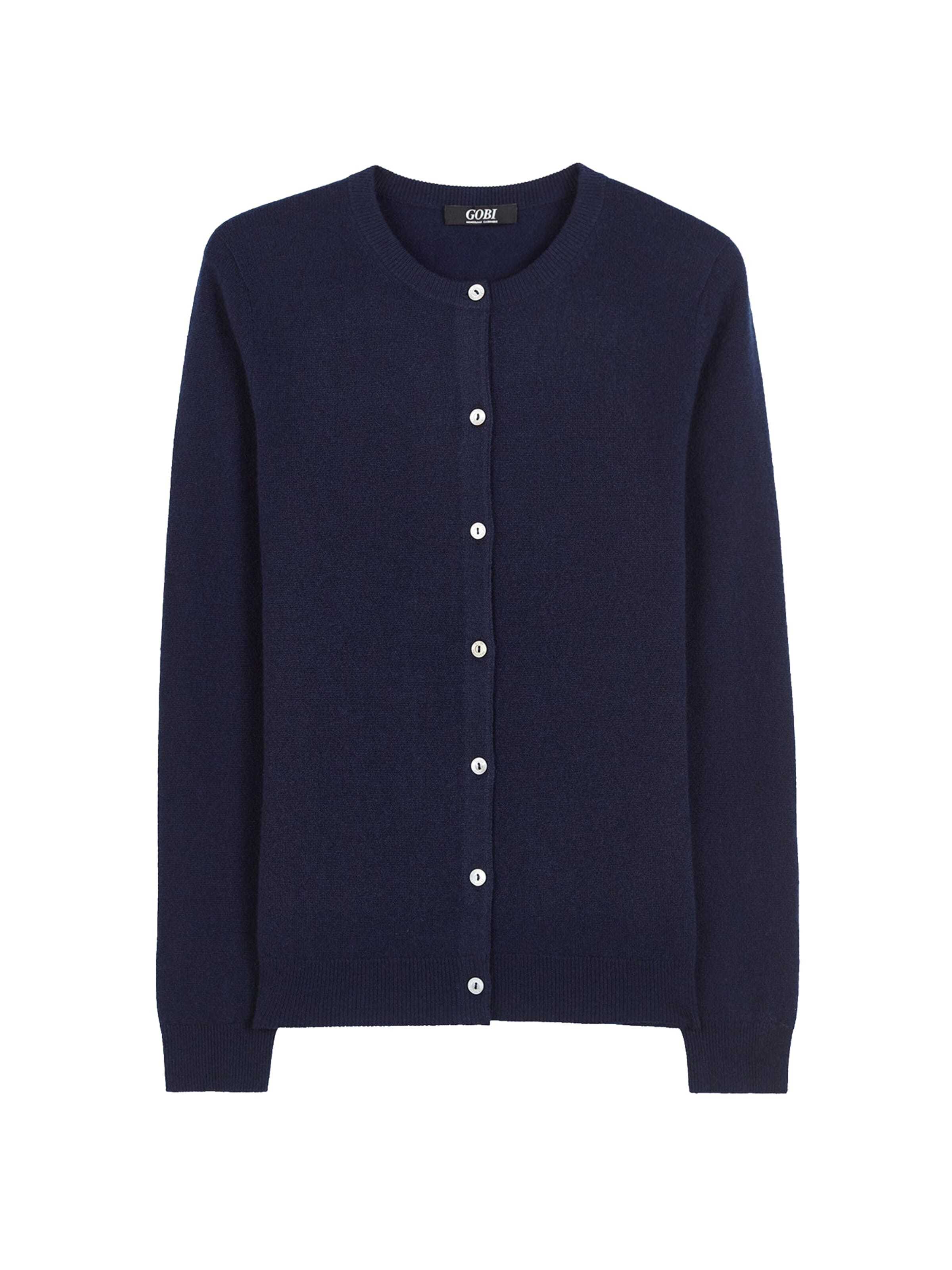 GOBI Cashmere Knit cardigan 'Essential' in Blue: front