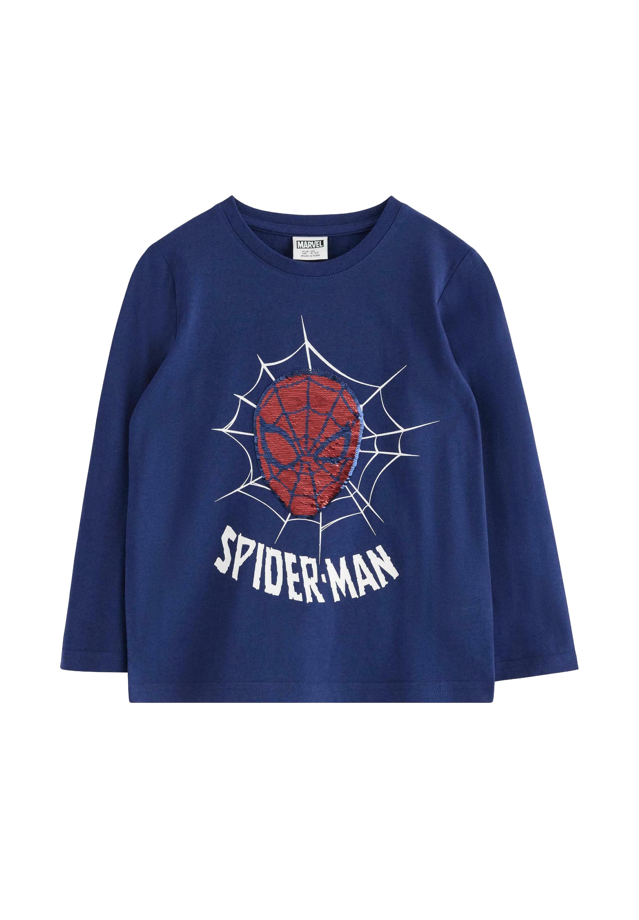 Lindex Футболка 'Spiderman Flip' в Синий: спереди
