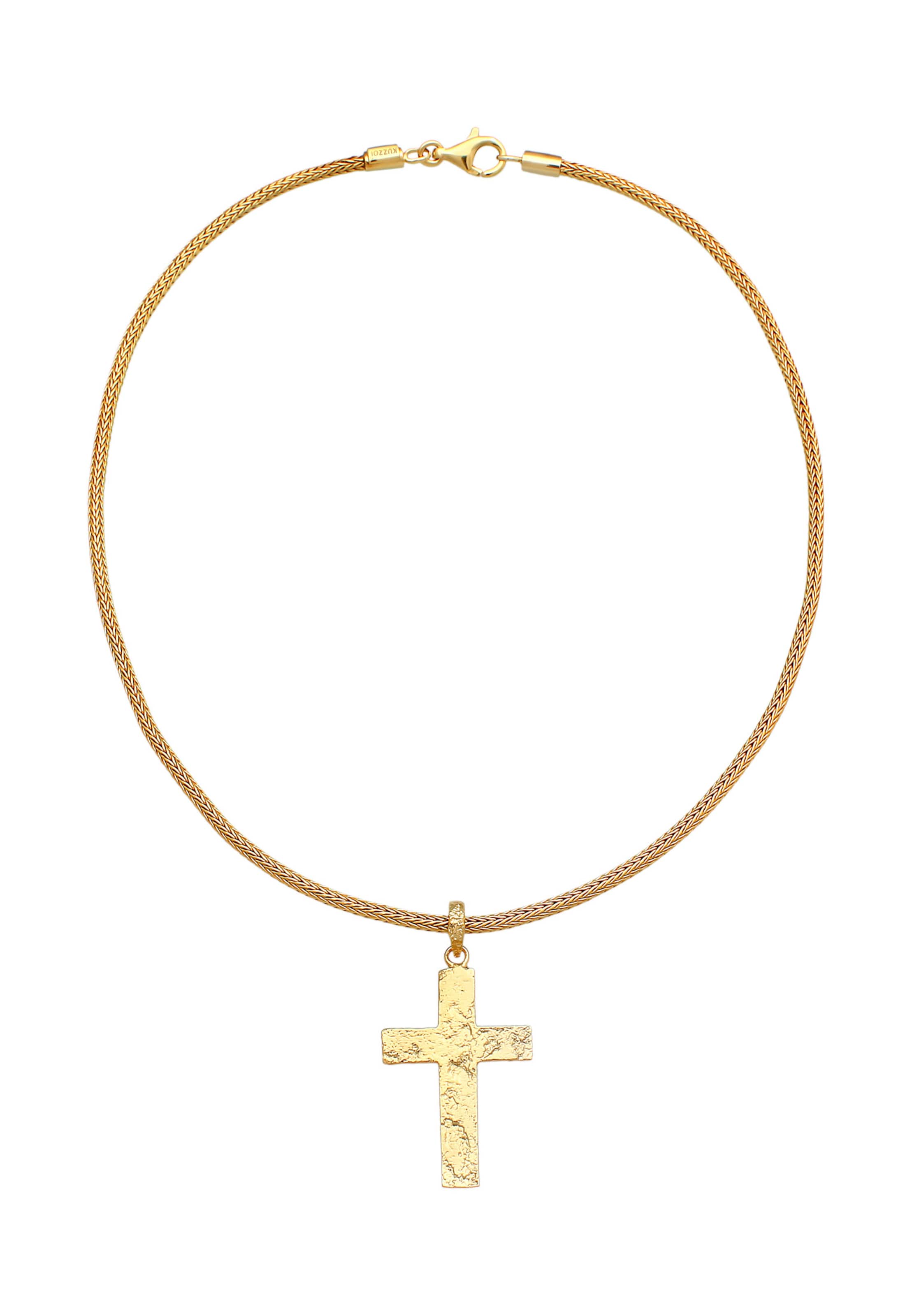 KUZZOI Ketting 'Kreuz' in Goud: voorkant