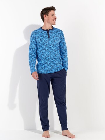 HOM Long Pajamas ' Douro ' in Blue: front