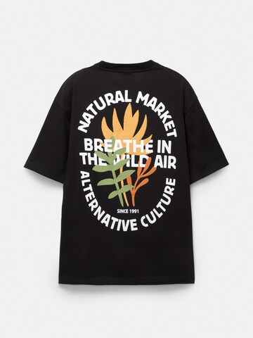 Pull&Bear Póló 'NATURAL MARKET' - fekete