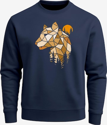 Neverless Sweatshirt 'Luchs Polygon' in Blue: front