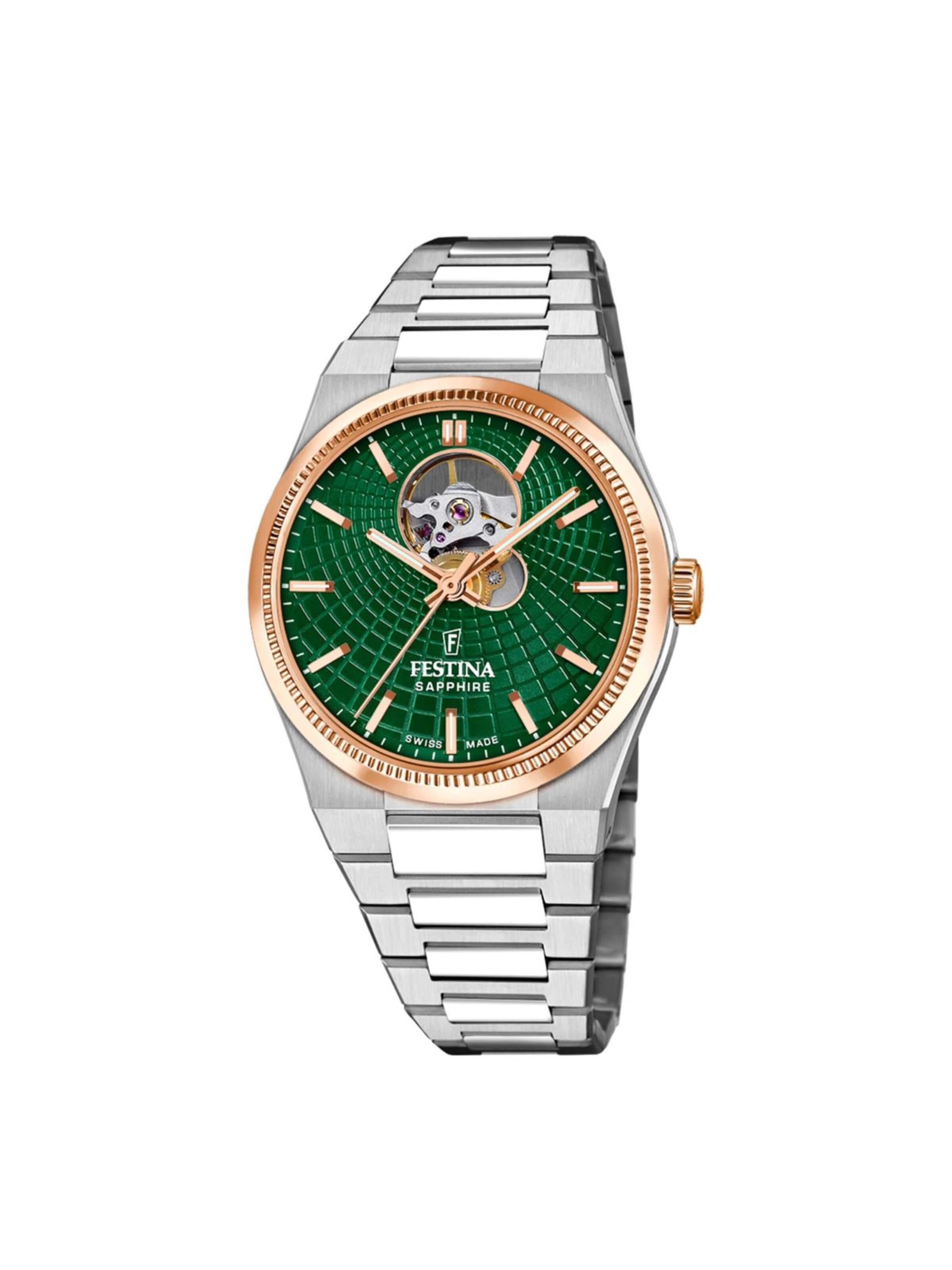 FESTINA Analoog horloge 'Automatic watch Rivé Swiss Made' in Groen: voorkant
