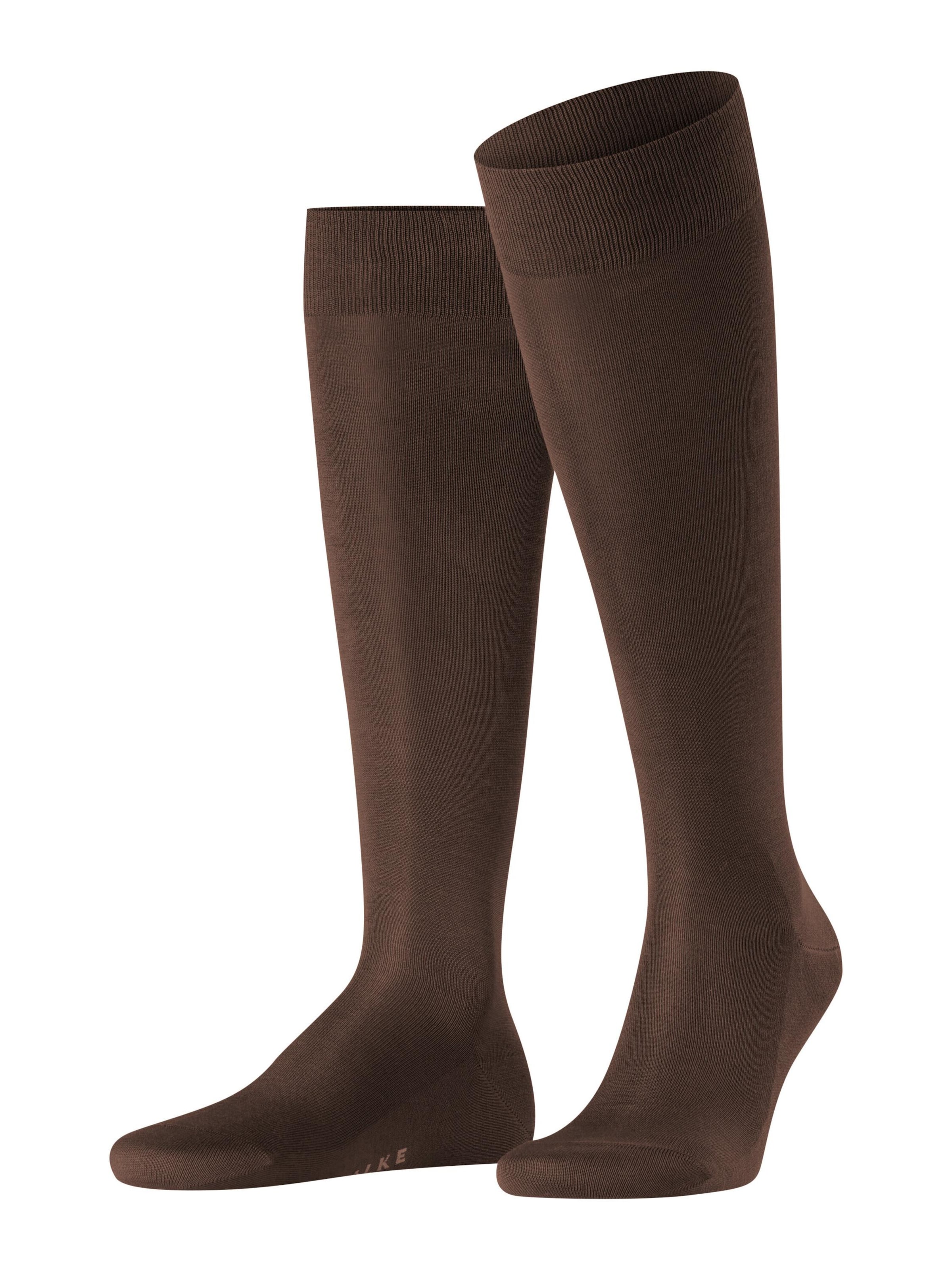 FALKE Knee High Socks 'Tiago' in Brown: front