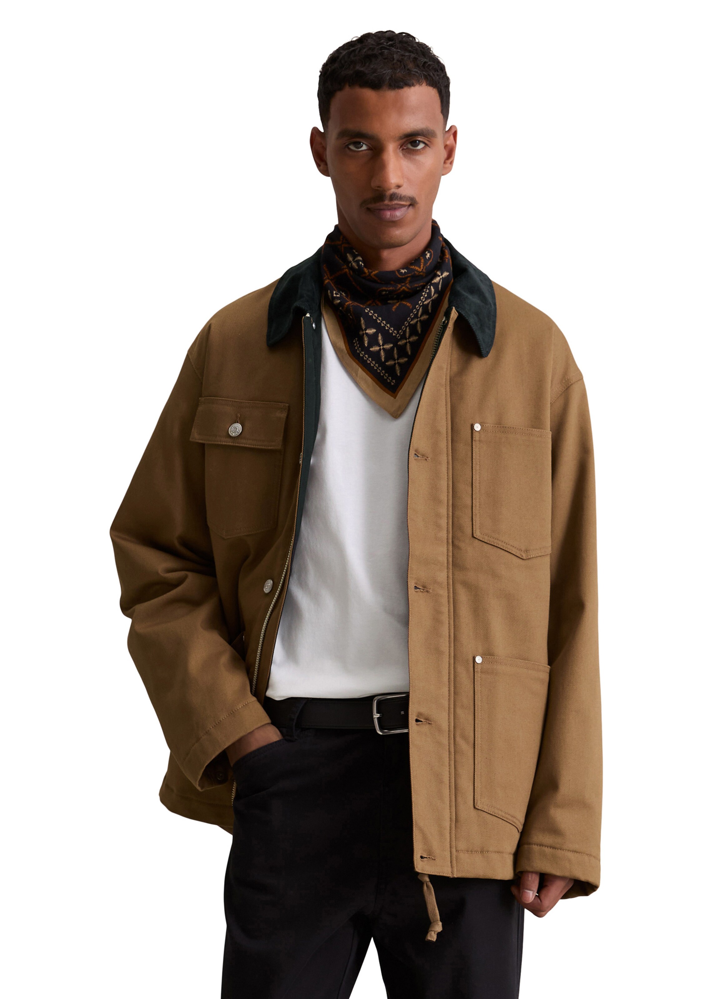 Manteau mi-saison Marc O'Polo DENIM en marron : devant