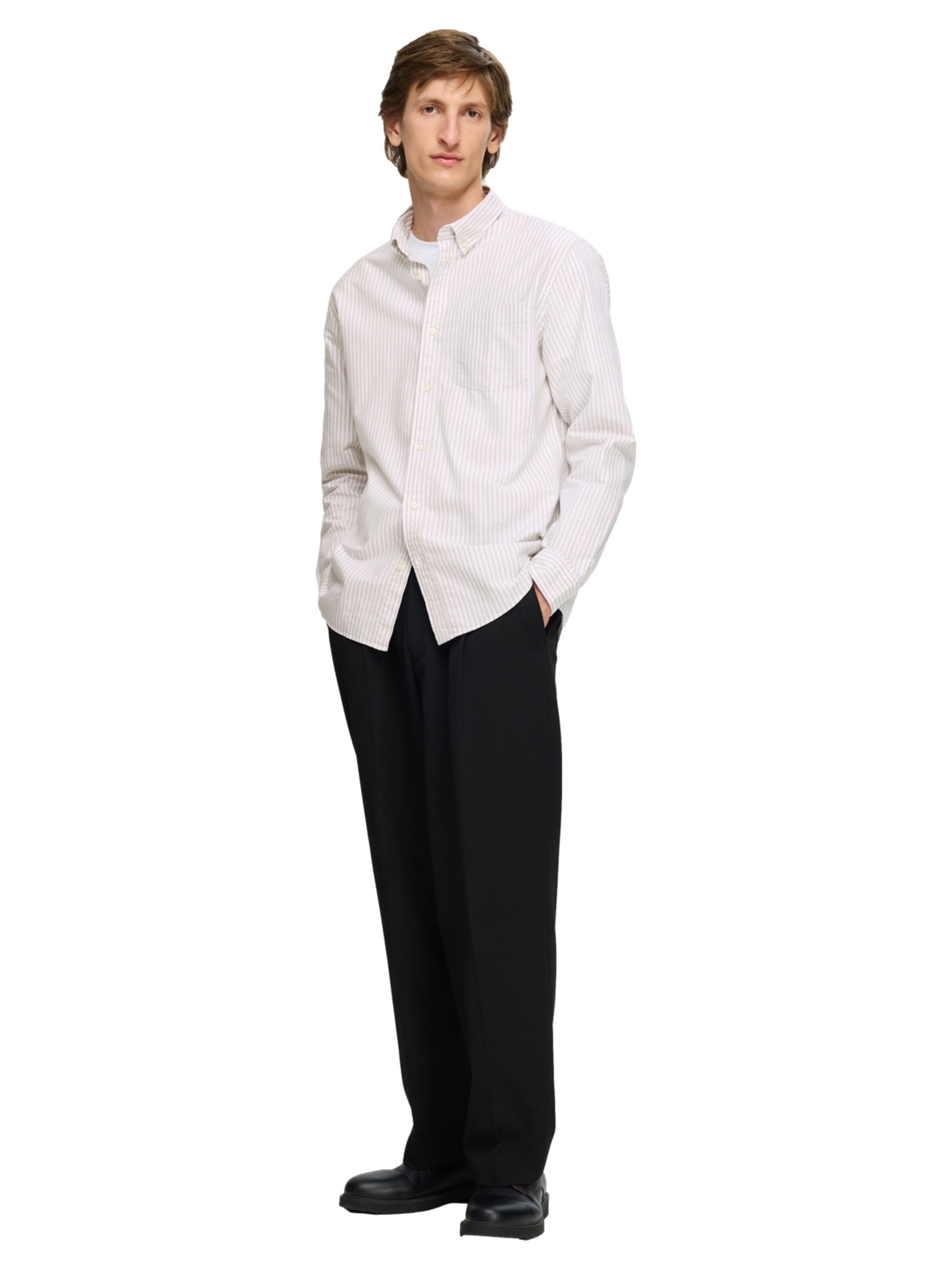SELECTED Regular fit Button Up Shirt 'Rick' in White: front