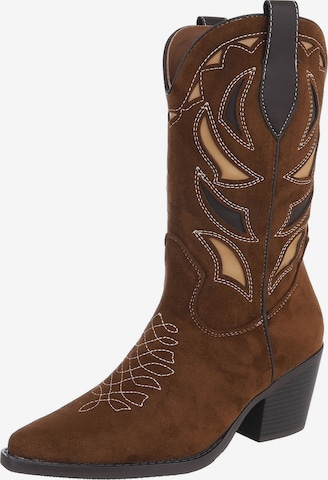 Ital-Design Cowboystiefel in Braun: Vorderseite