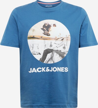 JACK & JONES T-Shirt 'NAVIN' en saphir / gris / vert chiné / blanc, Vue avec produit