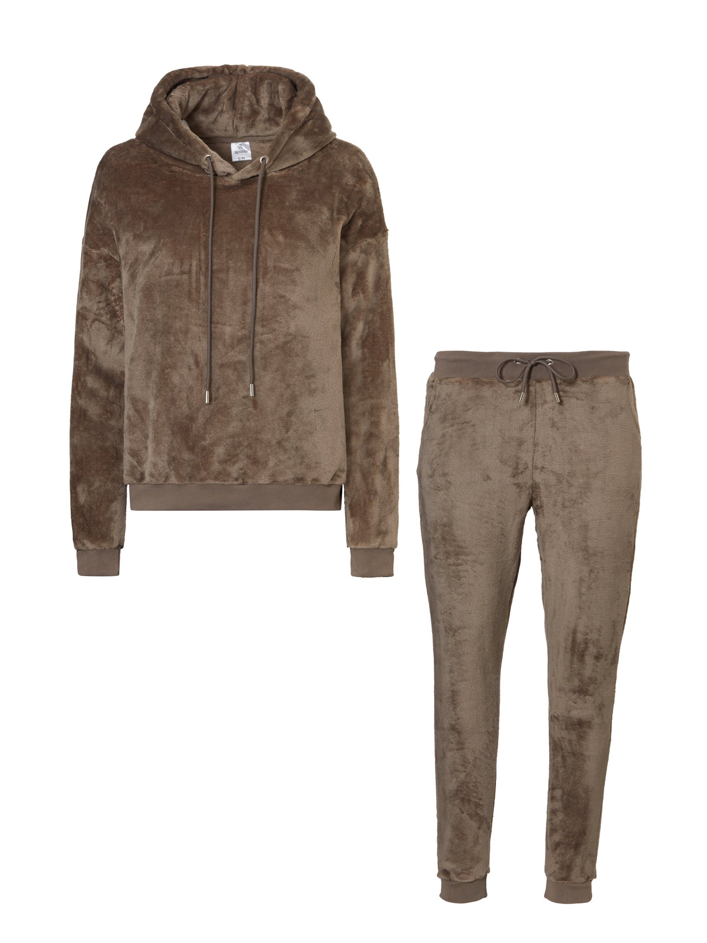 Apollo Sweat suit 'Huispak Loungewear Fleece Incl Capuchon' in Brown: front
