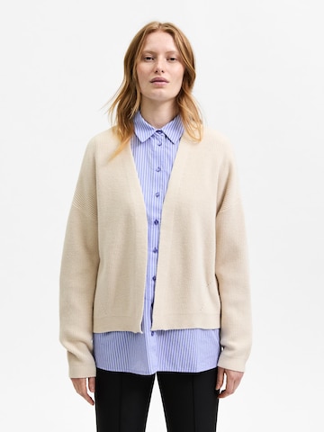 SELECTED FEMME Knit Cardigan 'HILL' in Beige: front