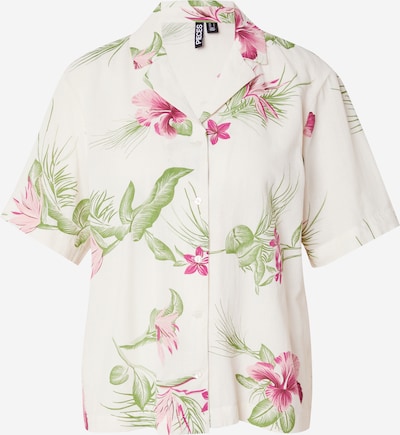 PIECES Bluse 'ALOHA' in creme / hellgrün / pink / rosa, Produktansicht