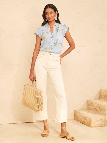 Chemisier love & roses en bleu
