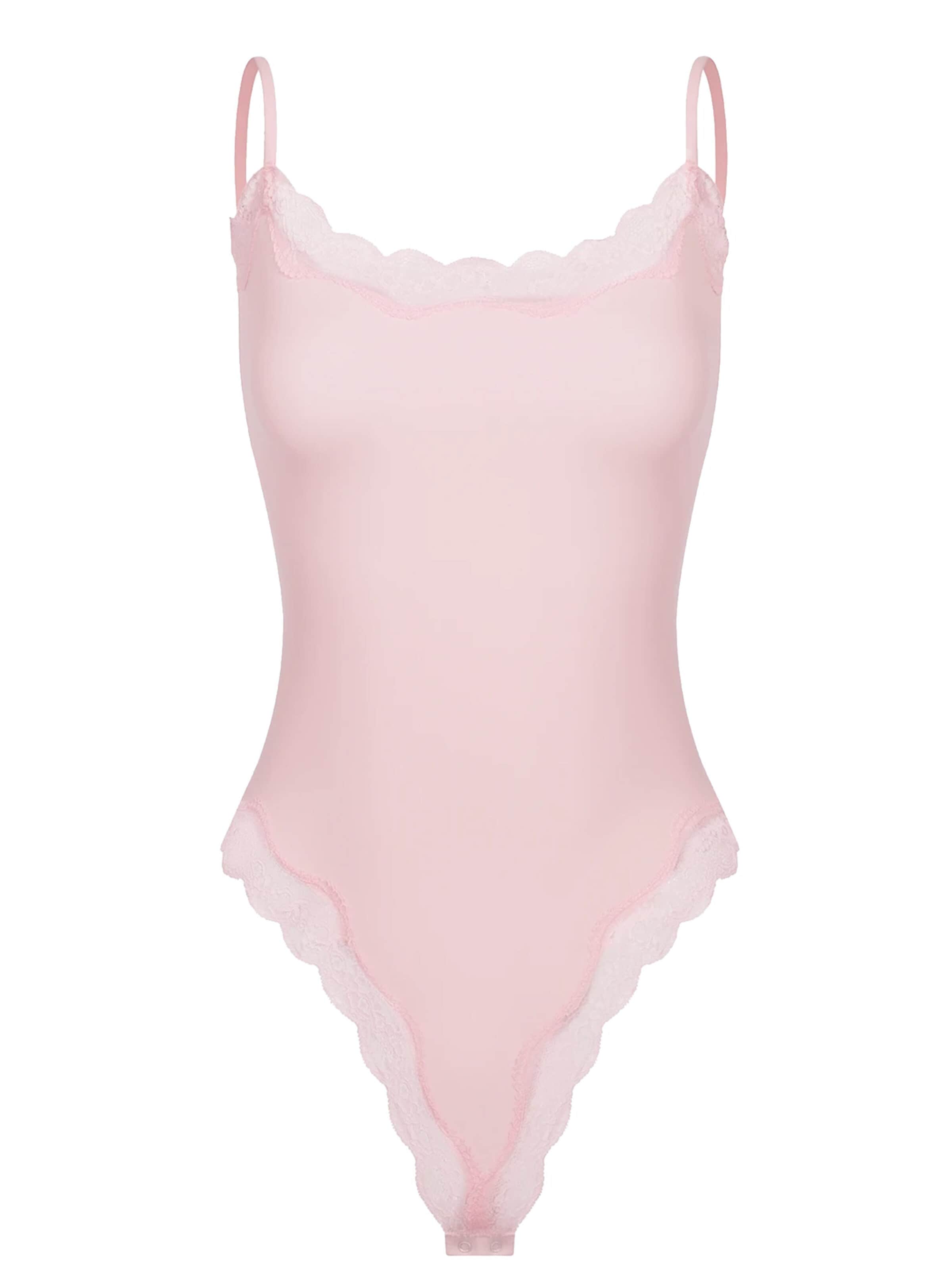 cfab Body 'Bodysuit String mit Lace' i rosa: framsida
