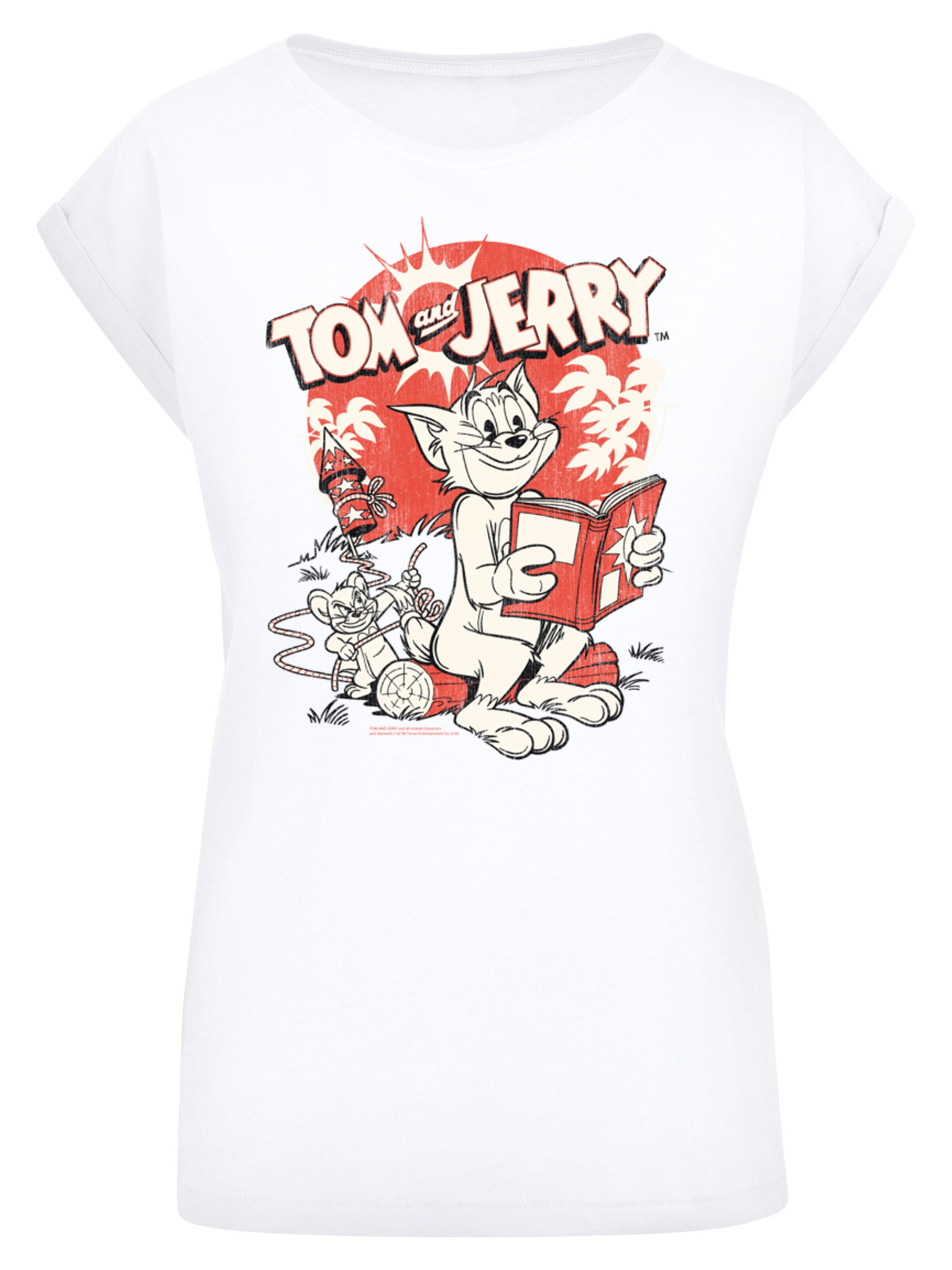 F4NT4STIC T-Shirt 'Tom and Jerry TV Serie Rocket Prank' in Weiß: Vorderseite