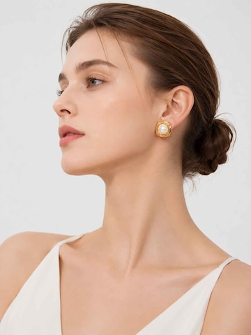 RteRmeNaušnice 'Vintage Gold Circular Pearl Earrings' - zlatna boja: prednji dio