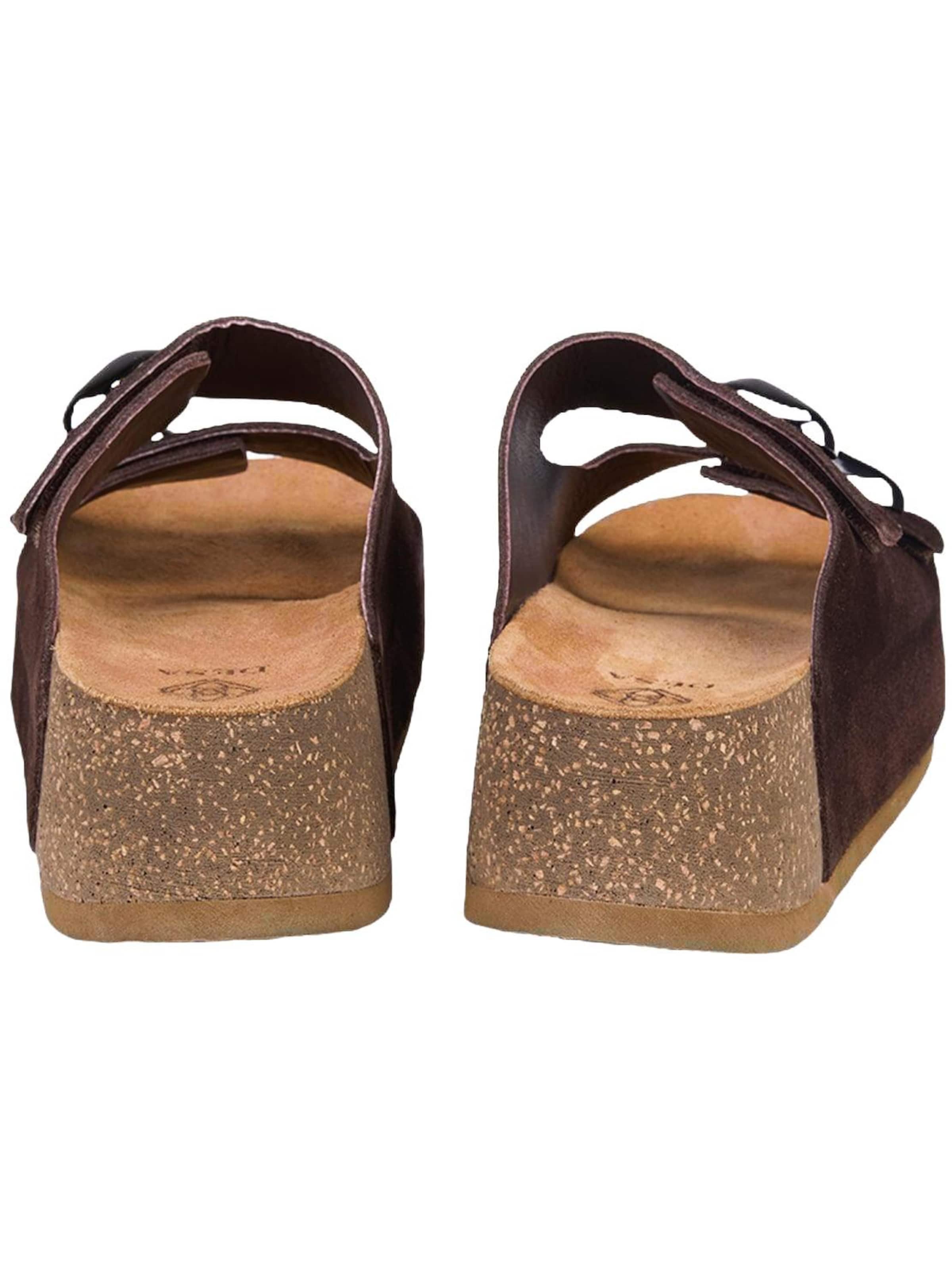 Desa - Zapatillas de casa 'DESA Damen-Wildleder-Sandalen mit Keilabsatz' en marrón